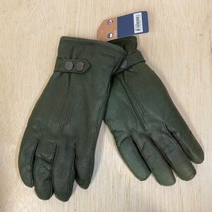NEW Hestra Men's Size 9 Green Elk Leather Gloves • Fleece Lined • Alpine Style